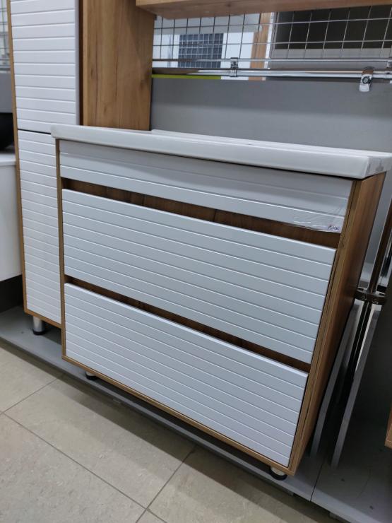 Тумба напольная, 2 ящика,800, коллекция(Леона,НМ-М41, Дуб Крафт Золотой, Молочный глянец,НД)