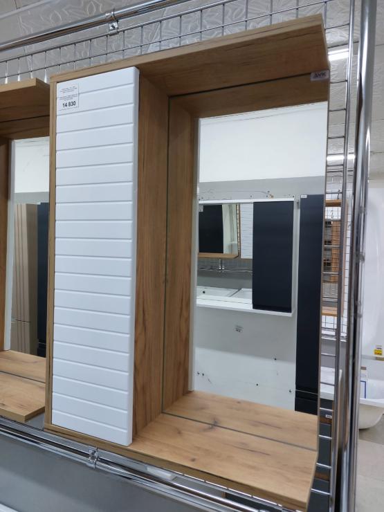 Шкаф навесной,1 дверь+ зеркало,500, коллекция (Леона,Дуб крафт Золотой, Молочный глянец)